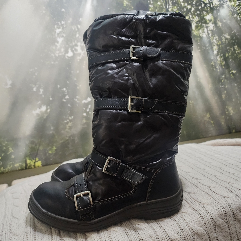 BOGNER WINTER SNOW BOOTS BROWN SLIP ON ADJUSTABLE STRAPS 39-US 8.5